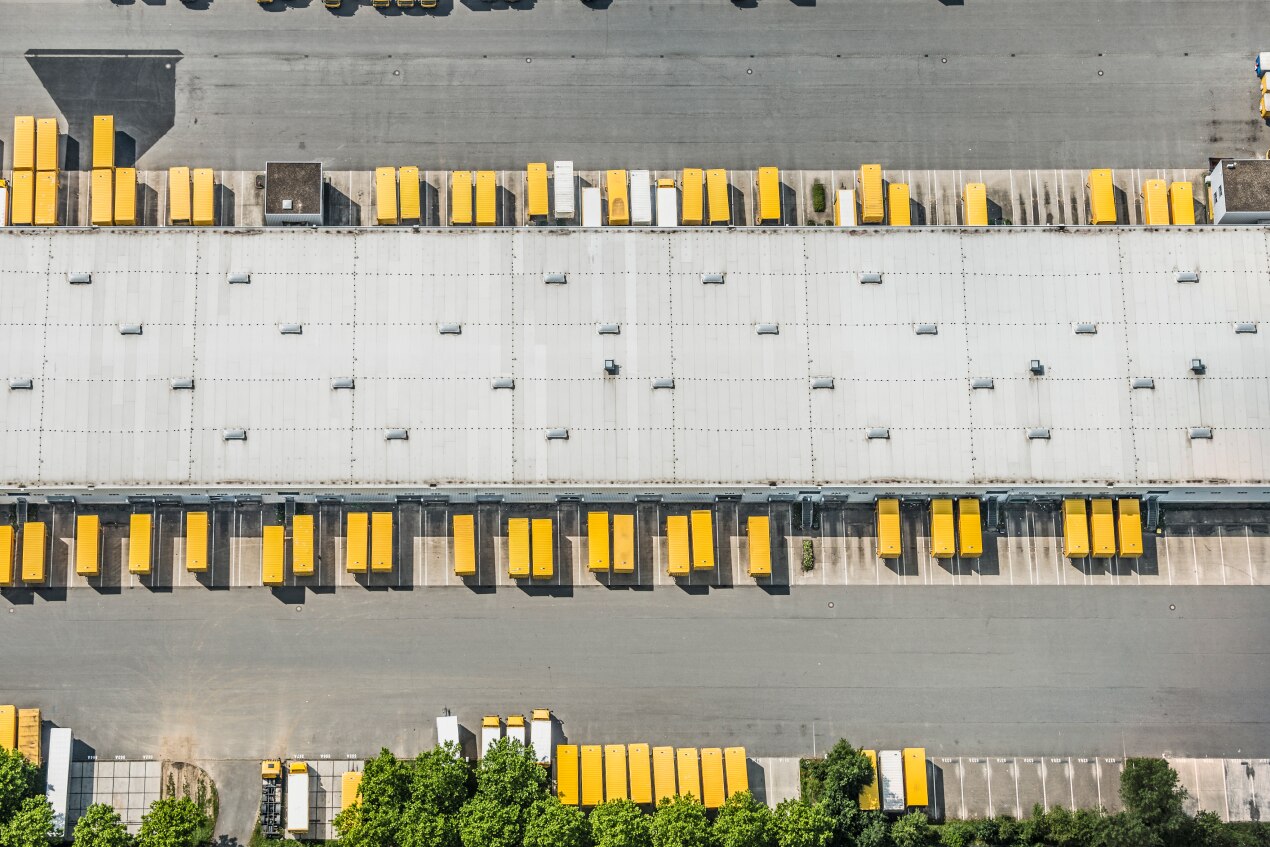 A birds eye view of a building