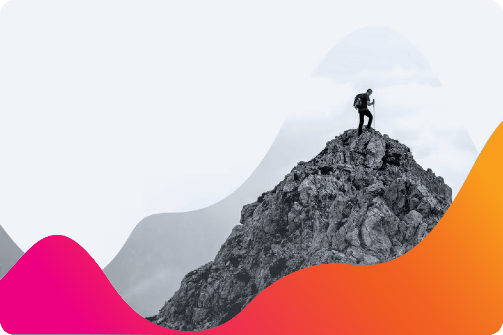 hiker on peak of mountain