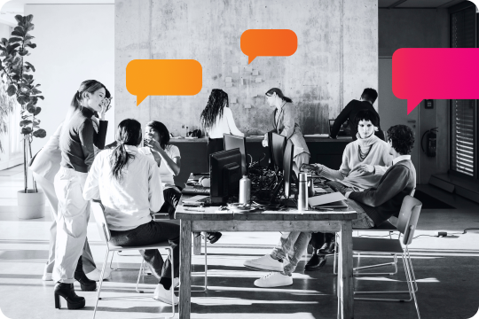 Professional discussing over computer