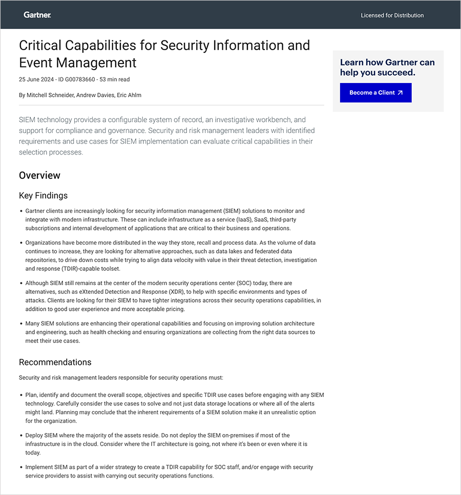 gartner critical capabilities for siem